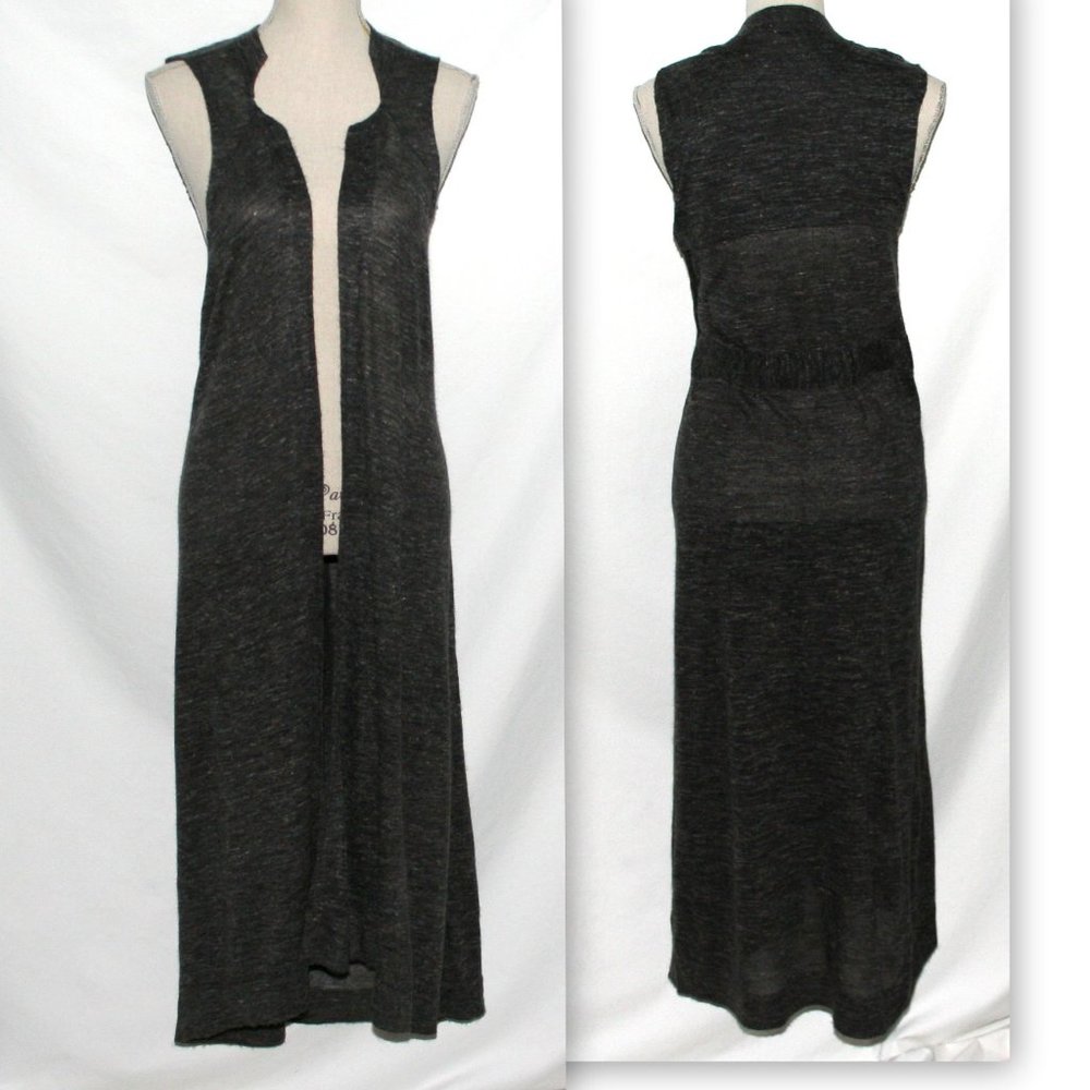 Free People Long Hi Low Size M Mid-Calf Ankle Length Gray Sweater Vest